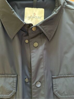 Moncler Men's Black Raincoat with Snap-Front Placket